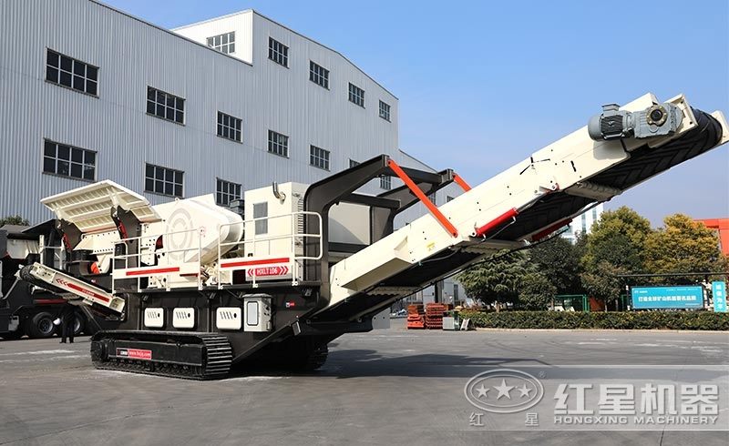 履帶移動式小型石頭破碎機，環(huán)保安全