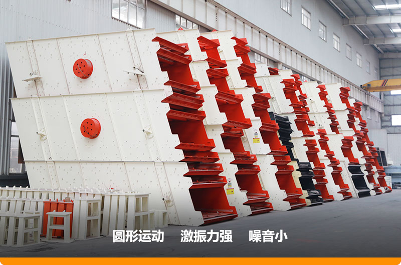 圓振動(dòng)篩，篩孔尺寸為5-80mm，處理能力32-276t/h